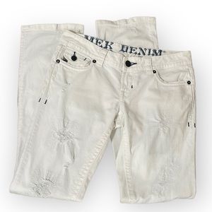MEK Denim. Distressed White Jeans. Women’s Size 28